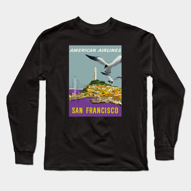 San Francisco - American Airlines - Vintage Travel Long Sleeve T-Shirt by Culturio